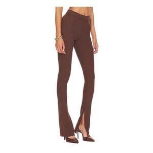 NWT The Range Ribbed Slit Leg Pants Stretch Pull-On Leggings M Brown Expresso
